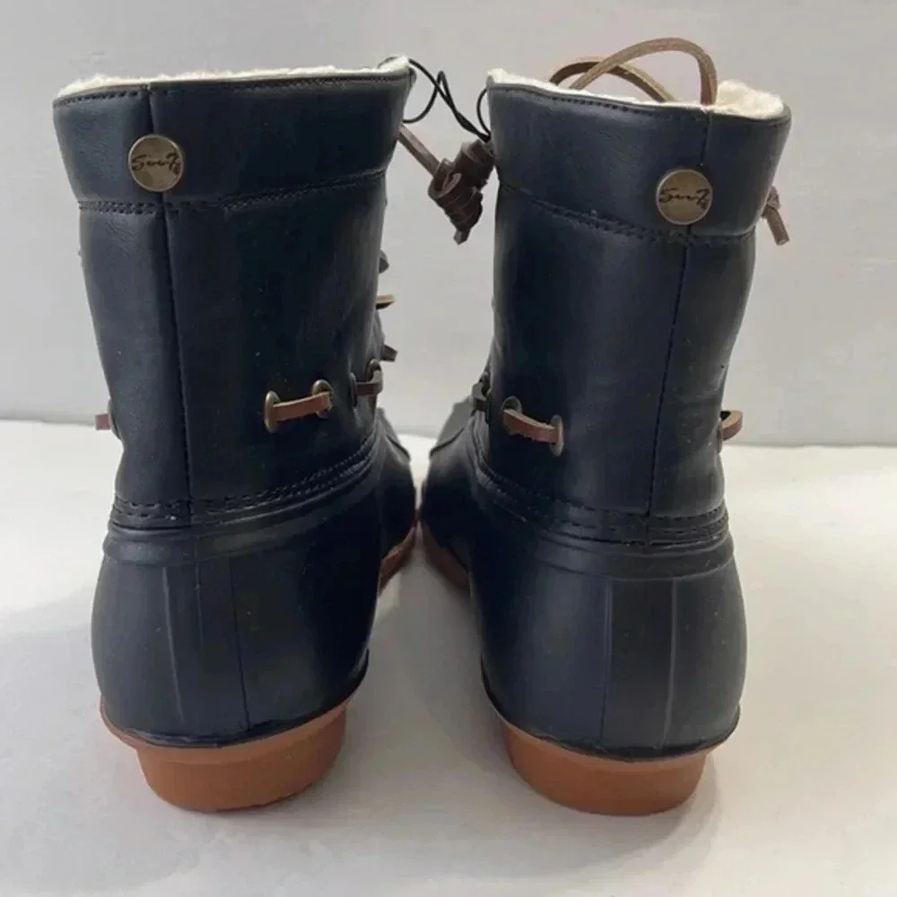 Seven7 Women's Waterproof Duck Rain Boots‎ Women’s Black Size 8